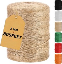 VANHENCH 3 Ply 2mm 805FT Natural Jute Twine Beige Craft Cord Model 3 Ply
