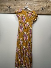 Joyfolie Mia Joy Mustard Floral Maxi Dress Size 12 Girls