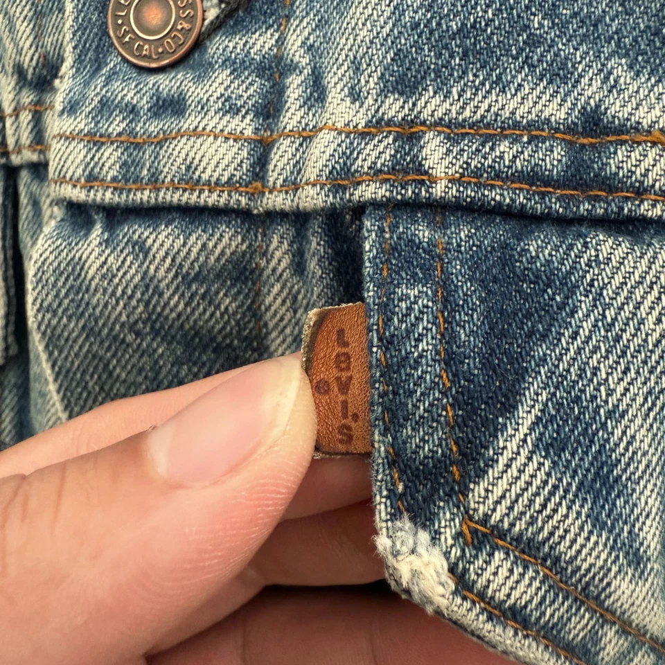 Chaqueta Levis de Colección Para Hombre L Azul Cuero Tab Denim Trucker 74650 0217 Foto 3 de 4