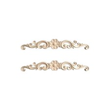 2 Pcs Wood Carving Flower Onlay Applique for Solid Wood Door Furniture Decor