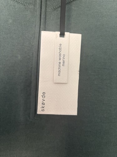 BNWT Mens Skovde Green Merino Wool Quarter Zip Size M - Picture 3 of 8
