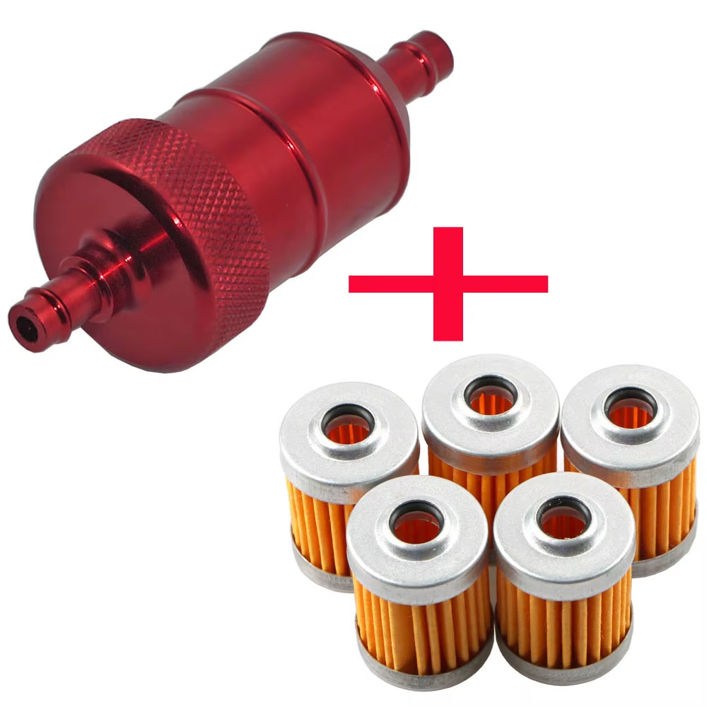 5Pcs Reusable Washable Fuel Filter Element+Cnc Alloy Petrol Gas Filter for Suzuk