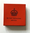 Original British WWII Air Raid Precautions lapel badge box of issue