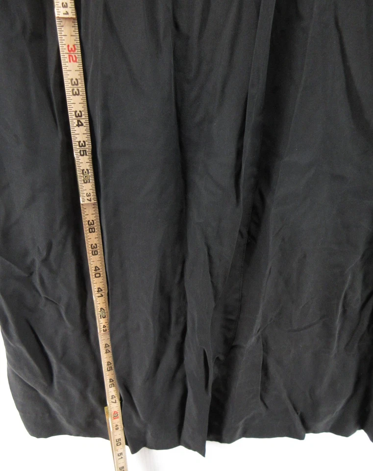 Vestido DE COLECCIÓN Ralph Lauren Mujer 12 Negro Seda Camisa Envolvente Mandarín Años 90 Midi NUEVO Foto 4 de 4