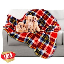 Petmaker Pet Blanket Red 50x60 Reversible Plaid Waterproof Car Dog