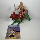 He-Man & Battle Cat 100% Complete Vintage 1981 Soft Head Taiwan Figures W/ Comic
