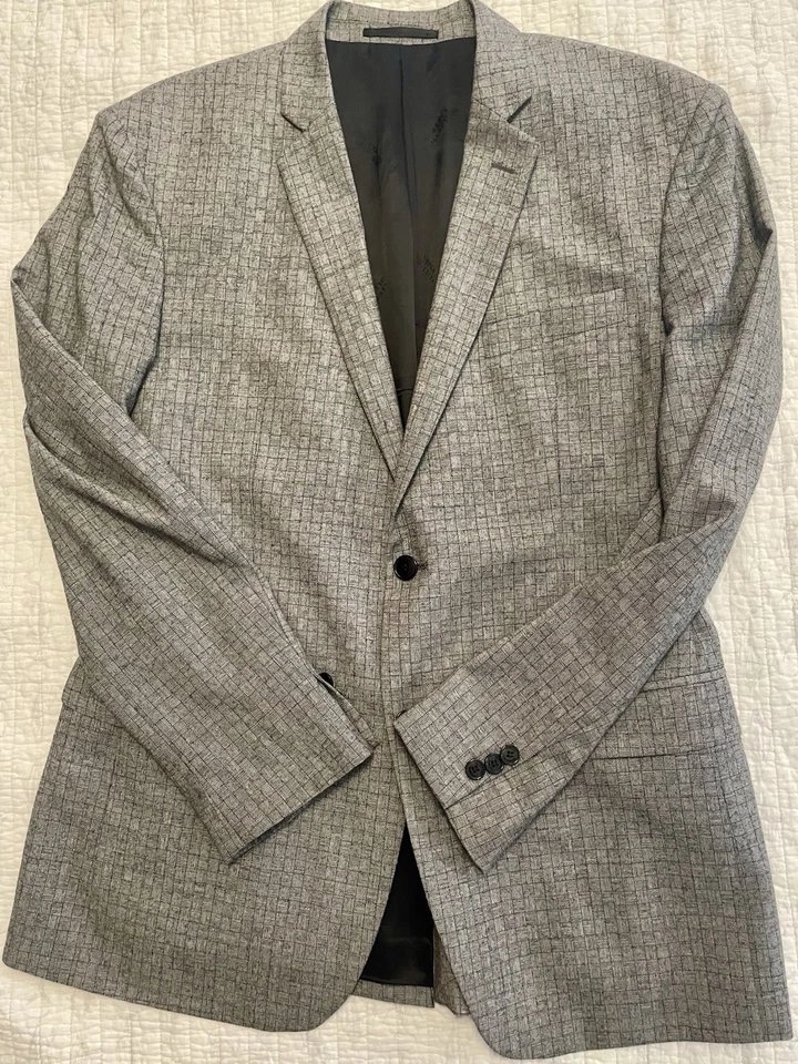 Versace Collection Hombres•44R IT•54 Gris Cuadros Abrigo Deportivo Blazer Traje Lana Foto 4 de 4