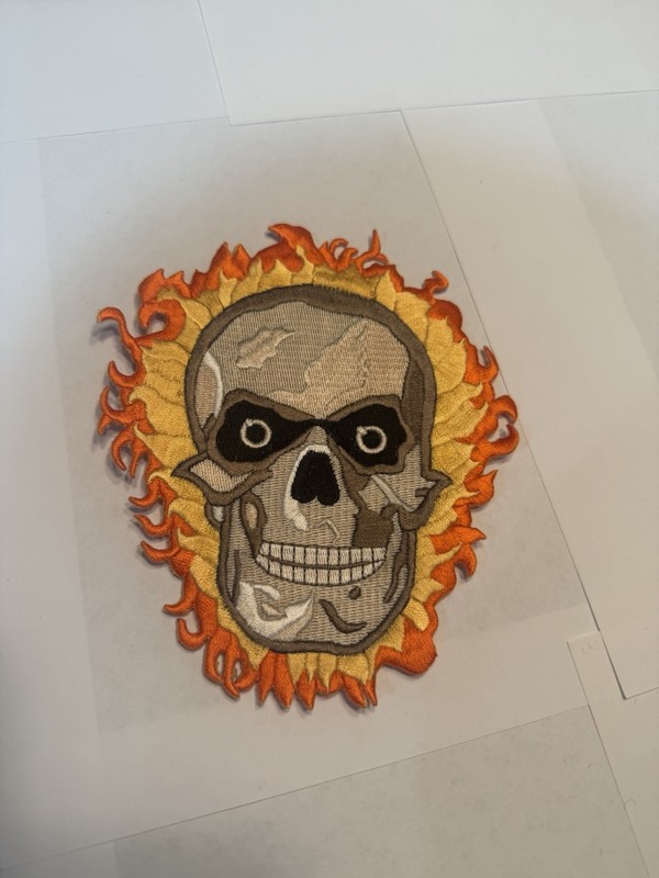 Large Fire Skull Head Patch