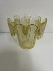 Fenton Viking Glass Finnis Crown Votive Candle Holder Yellow Art Glass USA