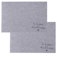 2X Filz Tischset Platzset Happy Grau 45Cm Rechteckig Platzdeckchen Platzmatte