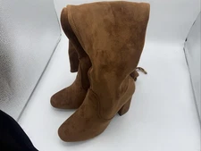 Women’s Vepose Thigh High Boots, Suede W/ Zipper, Camel Brown, Size 6