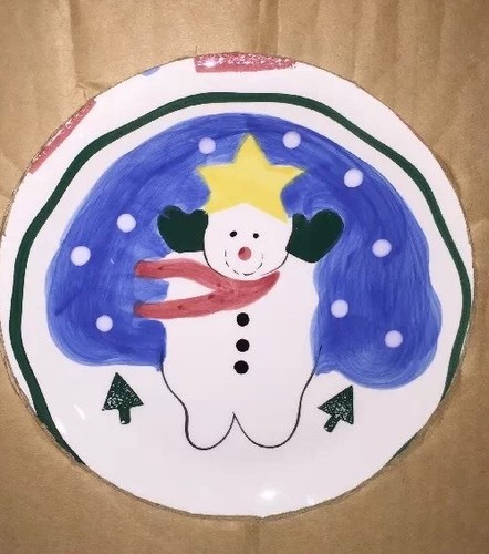 Mary Jane Mitchell Snowmen Yellow Star Dessert Plates Houseware 4-1999 - Picture 9 of 12