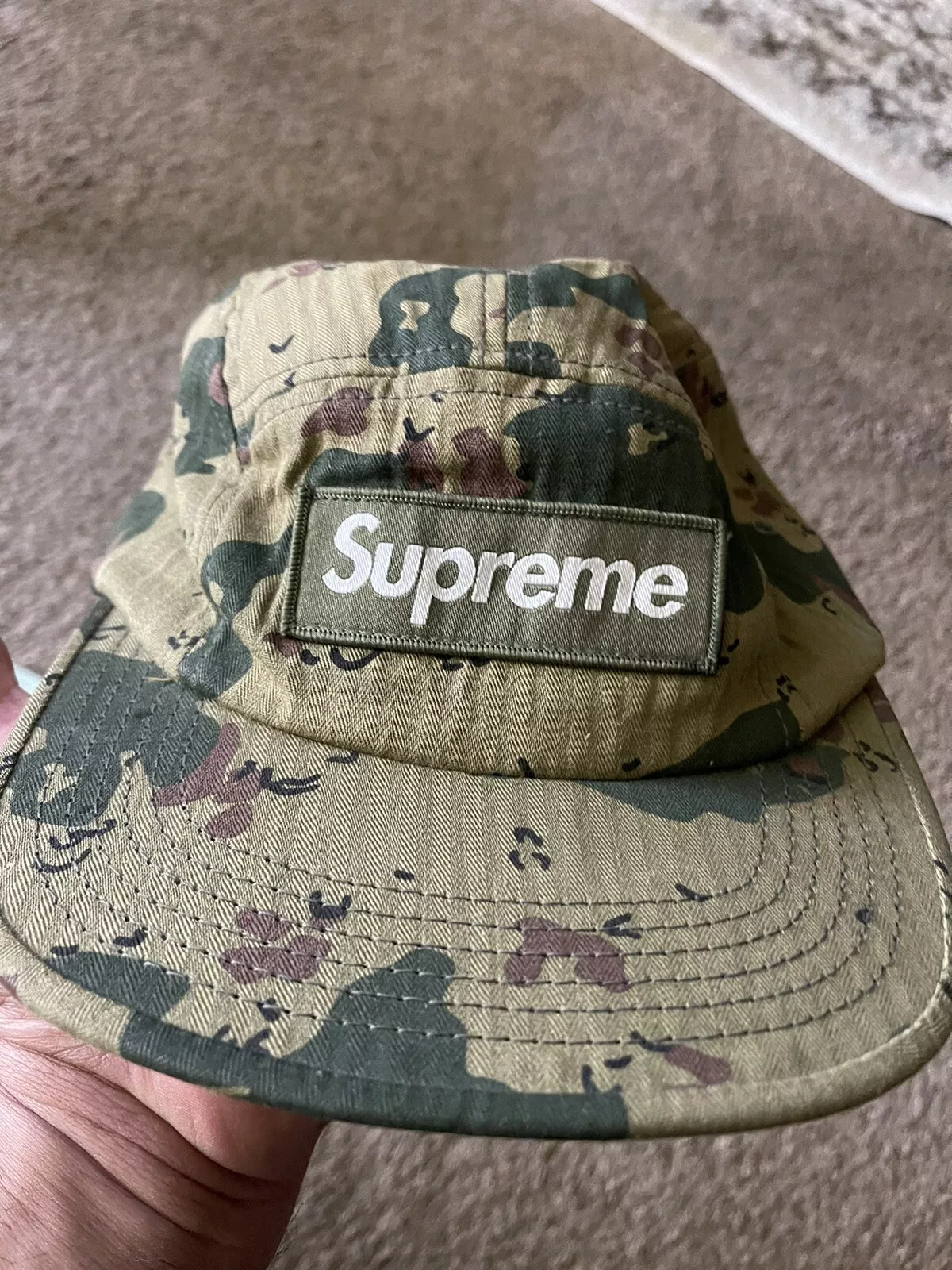 Casquette de camp suprême puce camouflage vert vintage OG LIVRAISON GRATUITE USPS !!