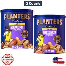 Planters Mixed Nuts, Salted Deluxe Mixed Nuts, 15.25 Ounce, 2 Pack