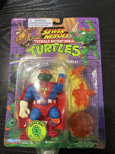 TMNT Sewer Heroes Super Mike Vintage Figure On Sealed Card