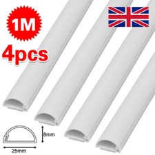 D-Line Micro+ Cable Trunking 4-Meter Pack  Half Round Cable Cover White 25x8mm