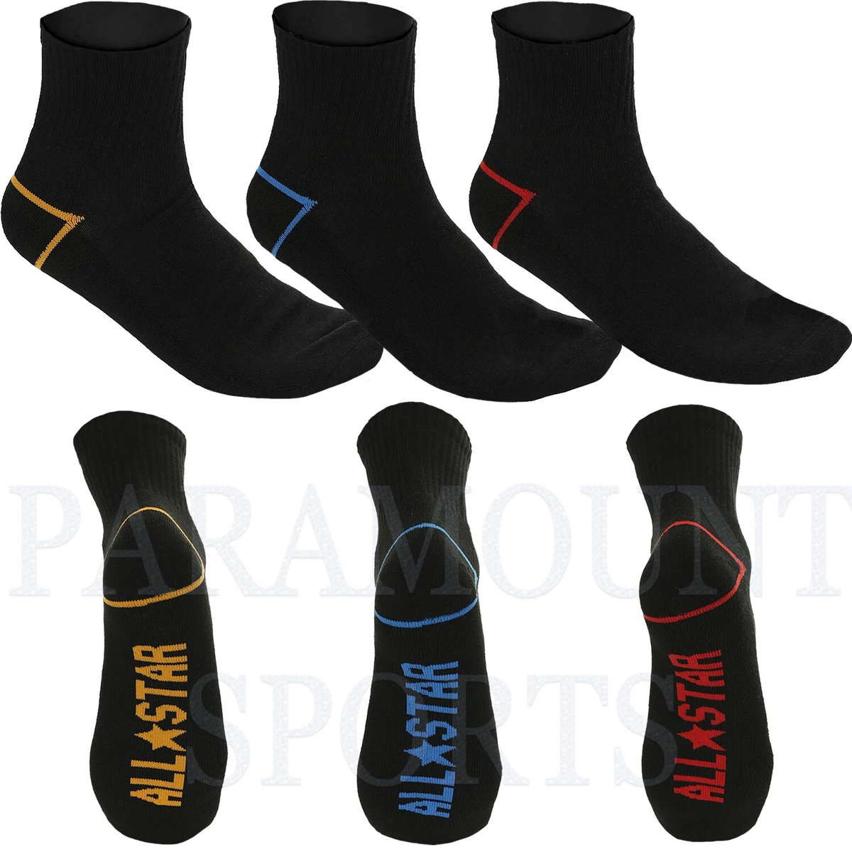 Mens Womens Converse Socks All Star 3 Pack Trainer Ankle Boot Socks Pairs