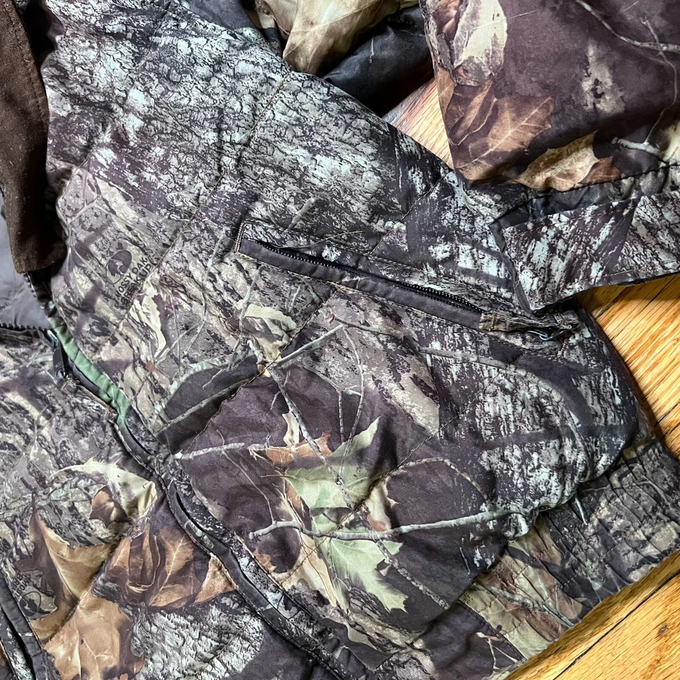 VTG Cabela's For Kids Zip Up Soft Shell Hunting Jacket Mossy Oak Boys Size L - Image 4 of 4