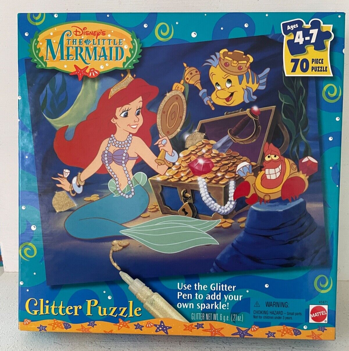 The Little Mermaid Glitter Jigsaw Puzzle Disney Toys Vintage 1990s