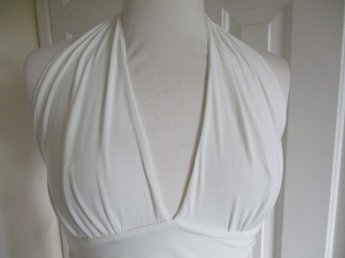 Club London -White wrap, halter neck, bodycon, asymmetrical hem long dress -UK10 - Picture 2 of 14