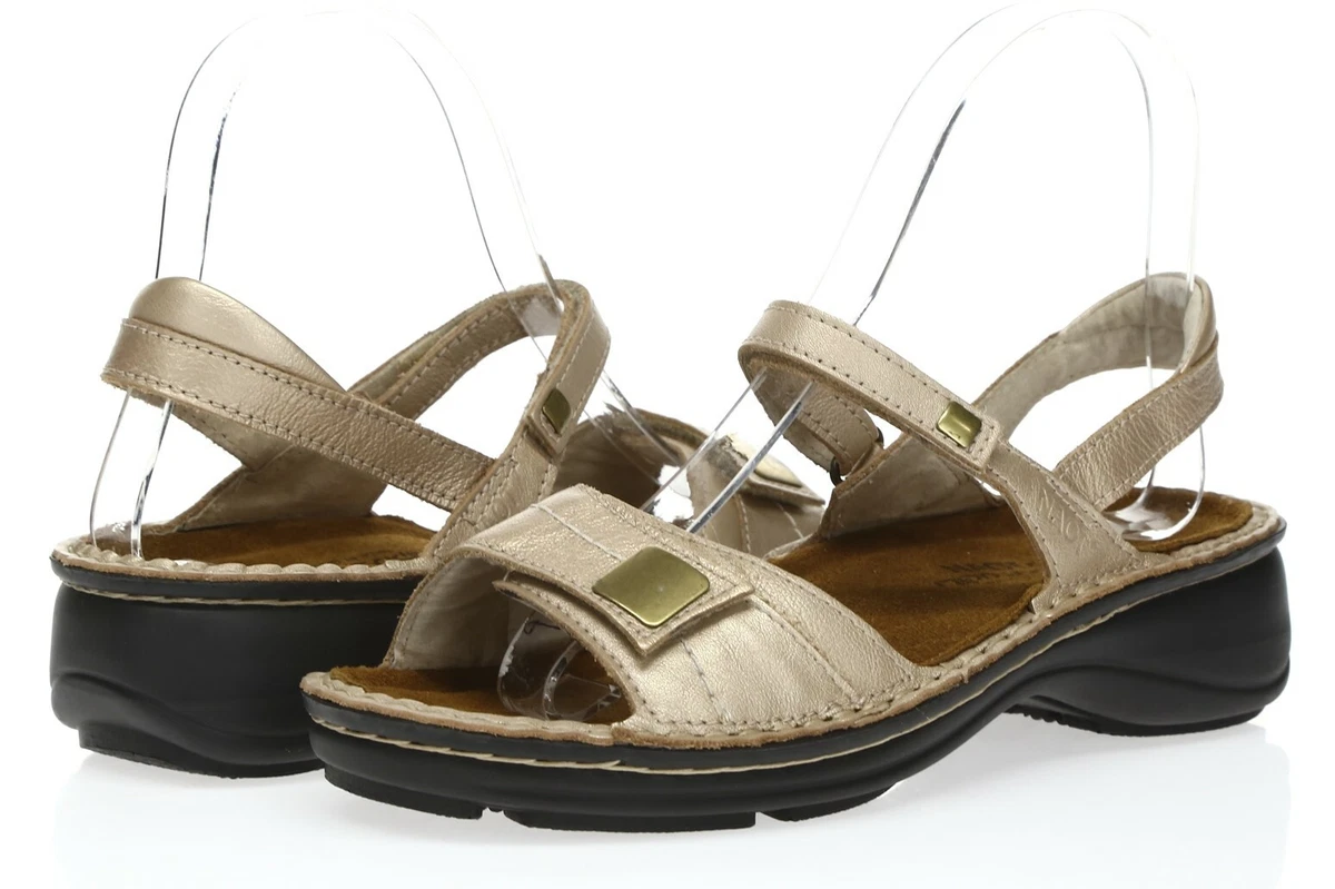 Naot Womens Papaya Dusty Silver Leather Slingback Sandals Size 36