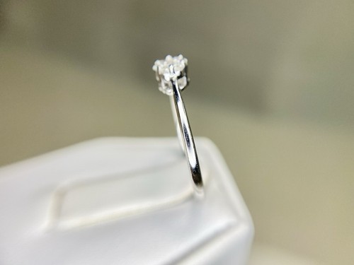 10k White Gold Round Natural Diamond Small Cluster Engagement Ring - Picture 4 of 8