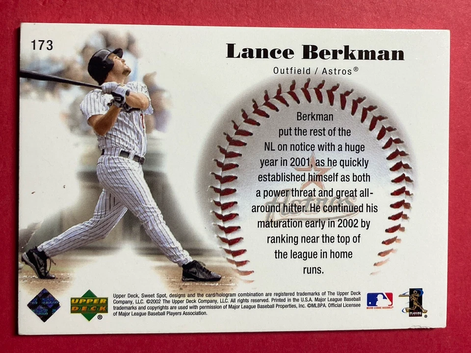 2002 Upper Deck Sweet Spot Game Faces Lance Berkman #173 - Image 2 of 2