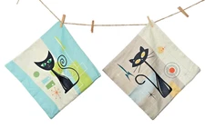 Pillow Covers Siamese Cat Mid Century Modern George Jetson Futuristic