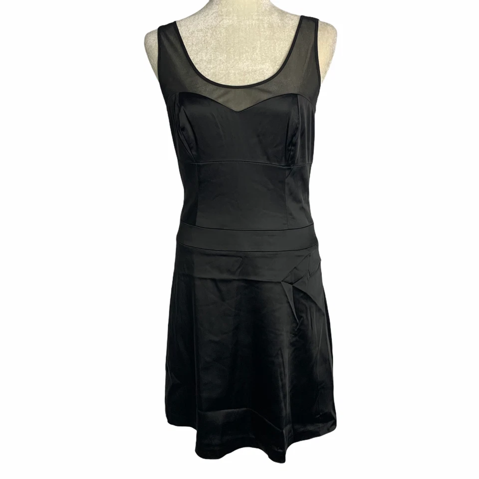 Mini vestido de cóctel Marc New York para mujer 6 negro satinado novia NUEVO Foto 2 de 4