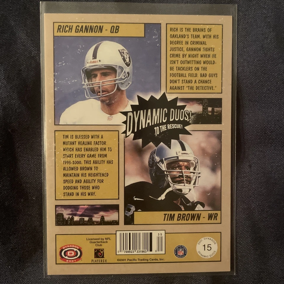 2001 Dynagon Dynamic Duos Rich Gannon Tim Brown Ser# 1282/1499 #15 - Image 2 of 2