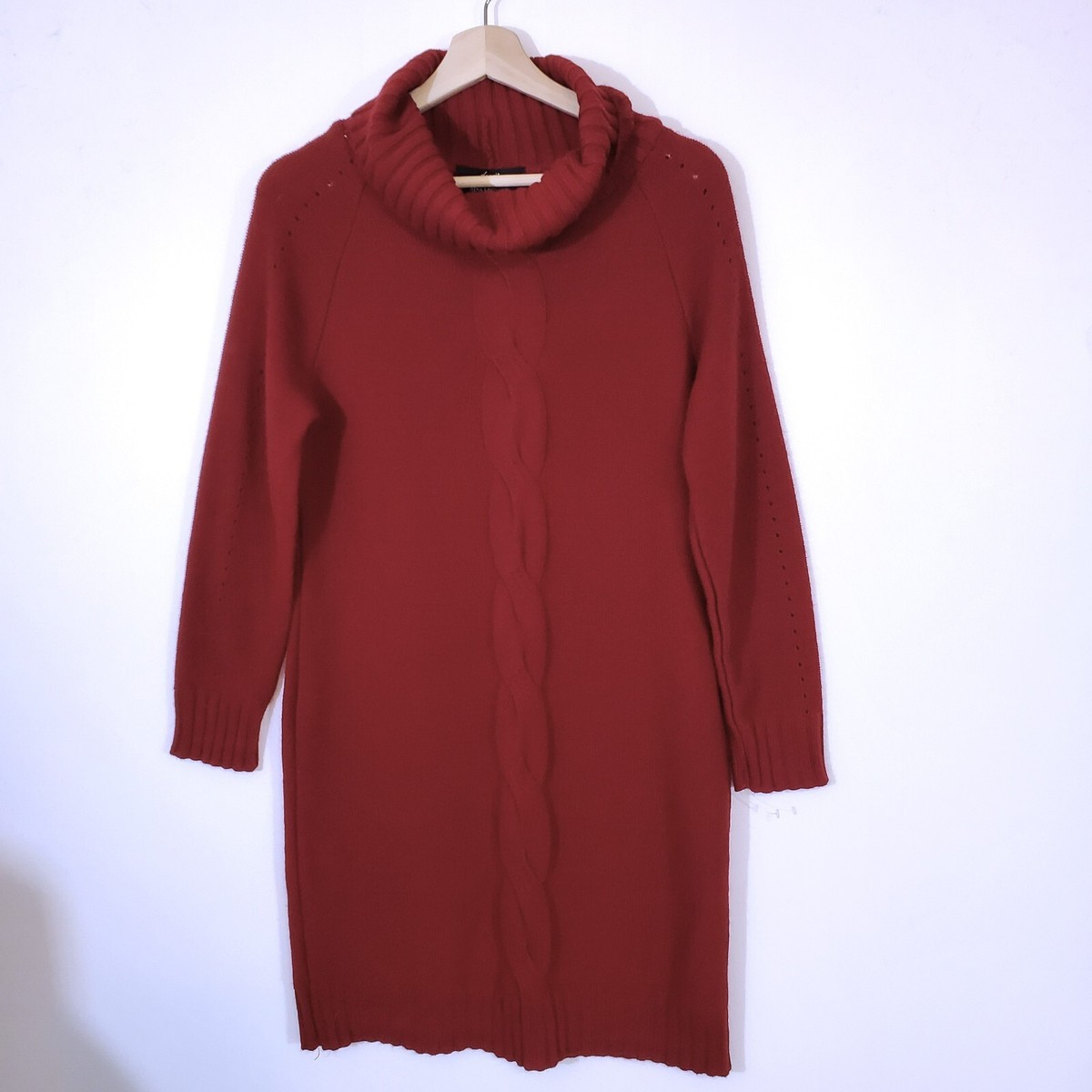 Lennie Nina Leonard Womens L Sweater Dress Long Sleeve Dark Red