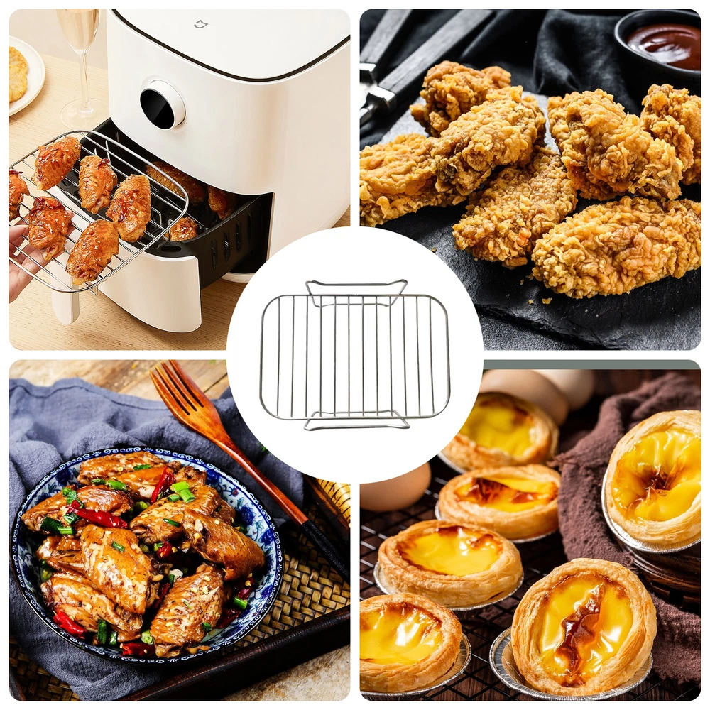 Air Fryer Rack Stainless Steel Double Basket Grill Sticks Accessories For Ninja