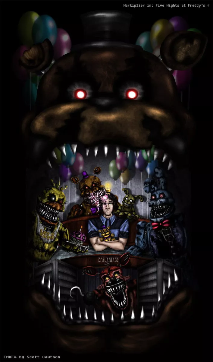 61187 Markiplier Five Night's at Freddy's 4 36x24 WALL PRINT POSTER