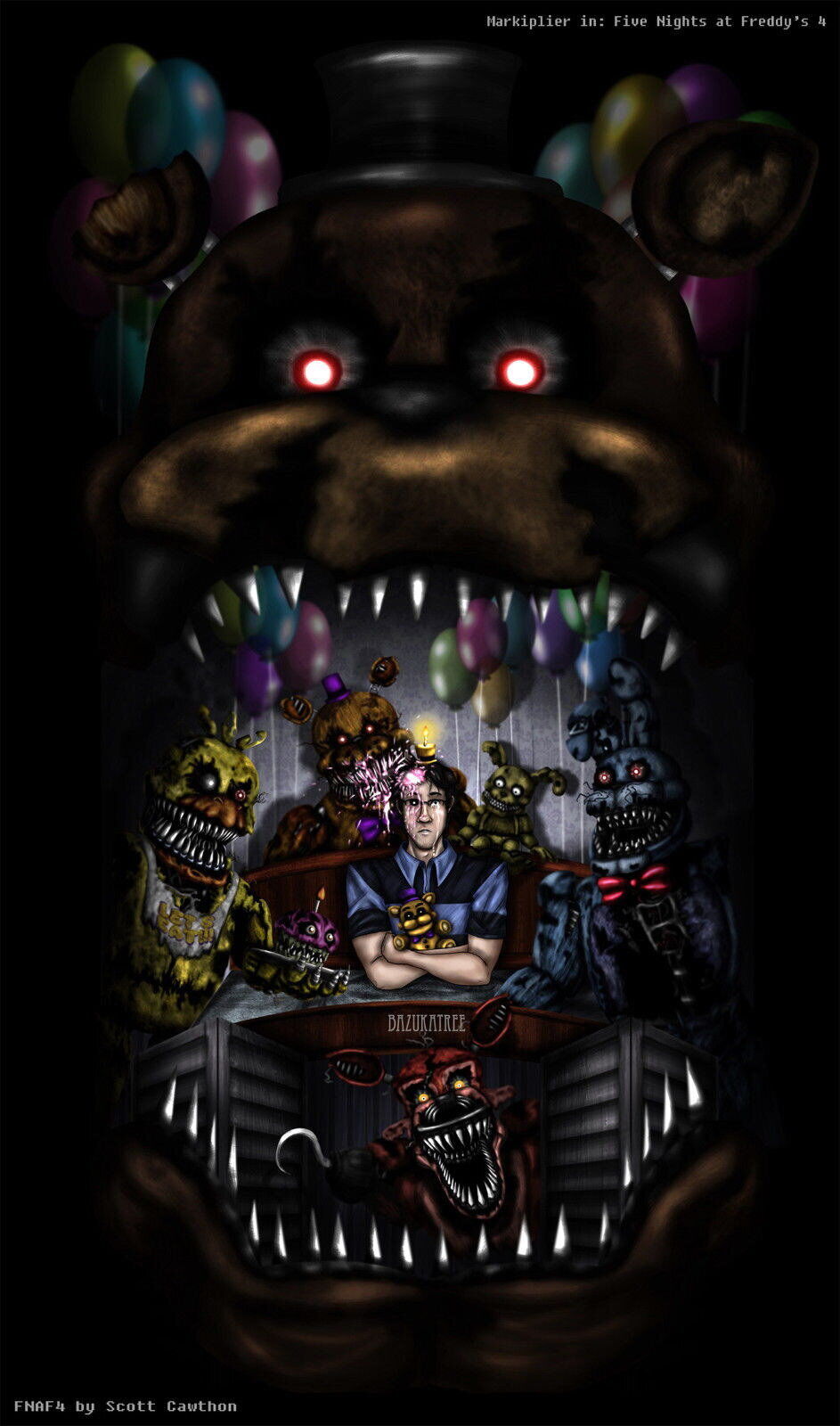 61187 Markiplier Five Night's at Freddy's 4 36x24 WALL PRINT POSTER