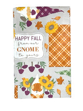 Gnomes Happy Fall Harvest 52in x 90in Oblong Vinyl Tablecloth W/Flannel Backing