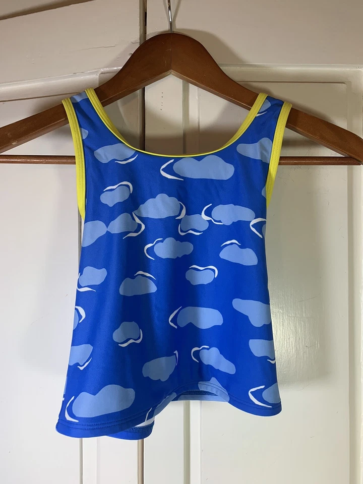 Купальник-танкини LL Bean для девочек размер 8 облачный узор SPF 50 крест сзади солнцезащитный умный - Изображение 2 из 4