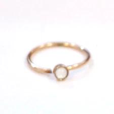 Nose Hoop Split Ring Annealed w/Opal White 1.5mm Gem Gold IP 20 Gauge 5/16" 