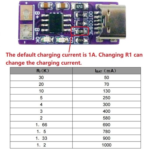 Typ-C Li-Ion Li-Po Lithium Akku Lademodul QC FCP USB 18650 1A Ladegerät - Bild 1 von 10