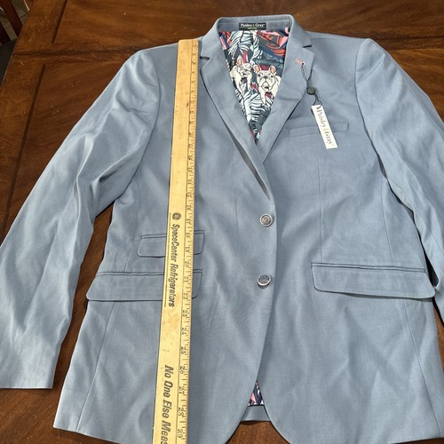 Paisley And Grey Light Blue Blazer Jacket 42r Slim Fit French Bulldog Liner - Picture 8 of 13