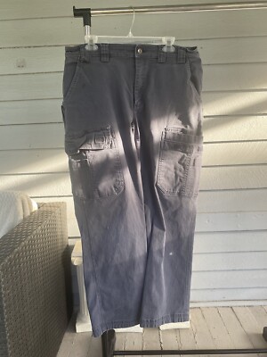 Duluth Trading Co Jeans Men 38x32 Fire Hose Cargo Work Pants Relaxed Grey 