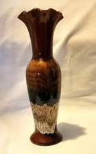 Vintage Royal Haeger Mid Century Brown Tan Blue Drip Glaze Art Pottery Vase 