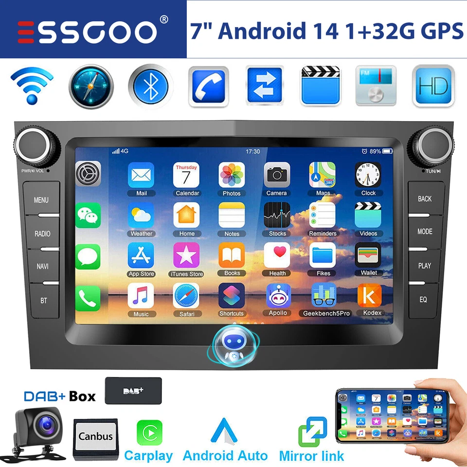 DAB+ Android 14 Stereo For Vauxhall Corsa D Astra H Zafira GPS Sat Nav Car Radio