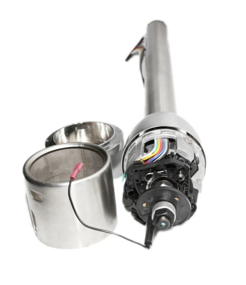 32" GM Style Universal Floor Shift Steering Column+9 holes Wheel Adapter Silver - Imagem 2 de 4