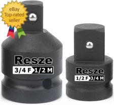 2PCS Impact Socket Adapter and Reducer Set,3/4"To 1/2" & 1/2"To 3/4" Drive Socke