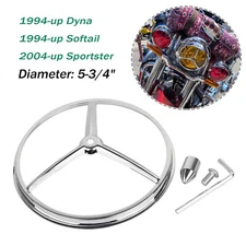 5-3/4" Motorcycle Headlight Headlamp Bulb Chrome Trim Cover Tri Bar Bullet Spike