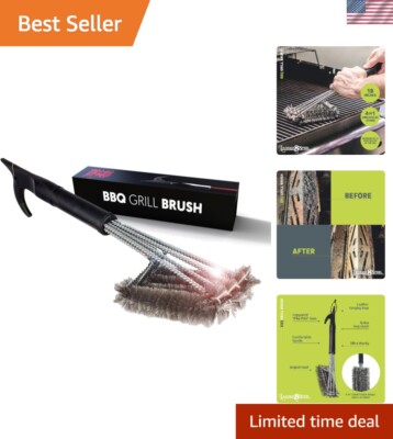 Stainless Steel BBQ Grill Brush Designed by Firefighter - Long-Lasting & Tough