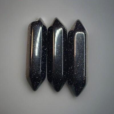 Lot 3 Mini Blue Sand Crystal Wand Points 10.9 Grams
