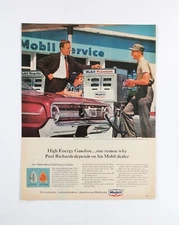 1964 Mobil Gas Magazine Print Ad - Retro Gas Station Photo
