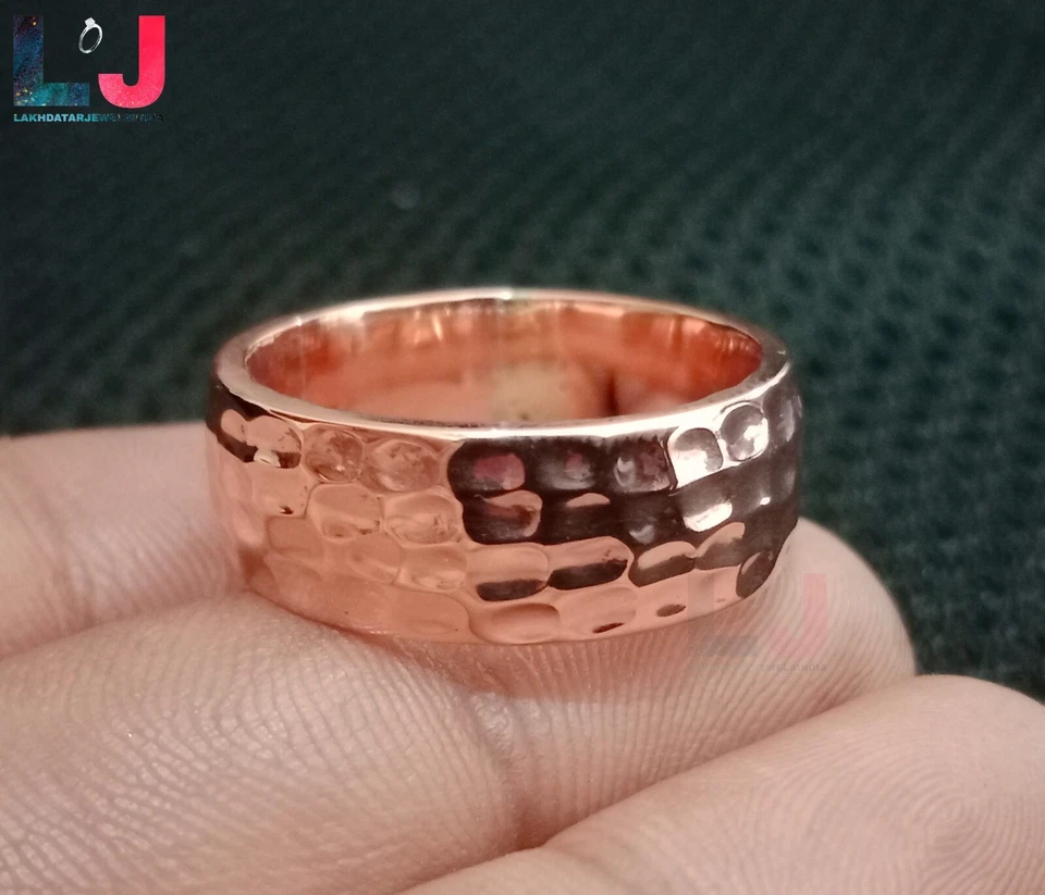 Кольцо для большого пальца ручной работы из 100% чистой меди кованая лента ширина 10 мм все размеры - Изображение 2 из 4