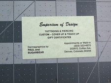 vtg Tattoo business card - Emporium of Design Denver CO v3 C